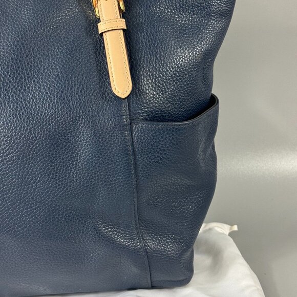 Michael Michael Kors Navy Blue Leather Medium Jet SEt Top Zip Tote - Picture 8 of 14